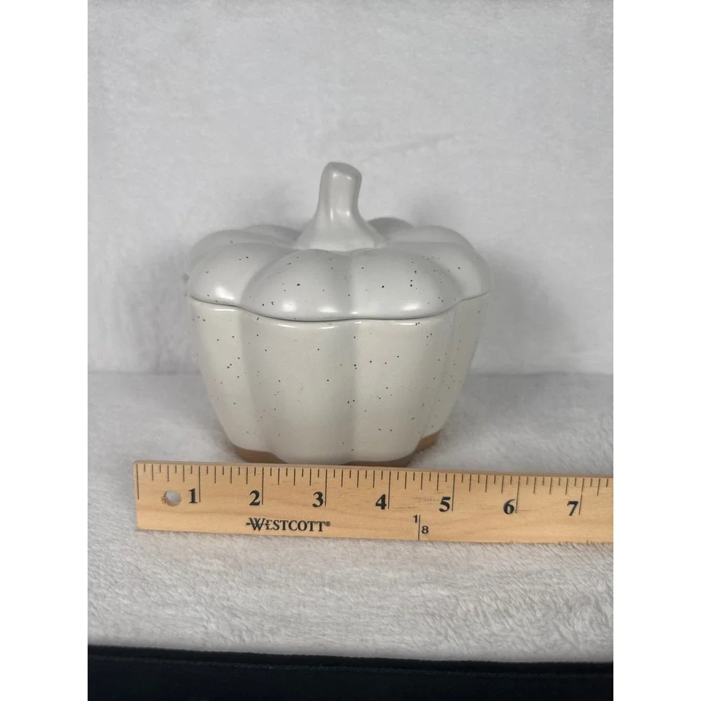 Threshold Pumpkin Lidded Cocotte Dish OS White Excellent Speckled Stoneware
